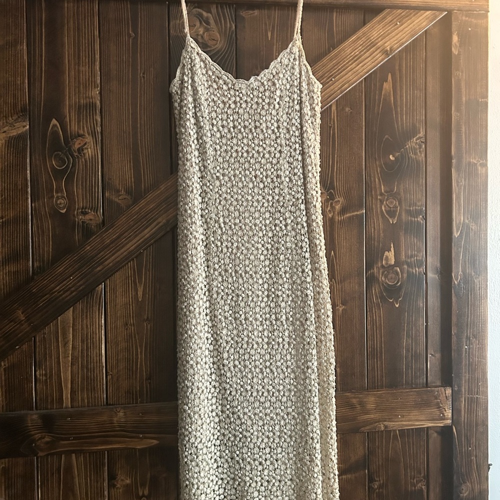 Oleg Cassini Lace Cocktail Dress in Neutral Beige